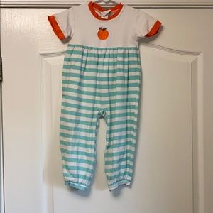Smocked polka dot pumpkin bubble